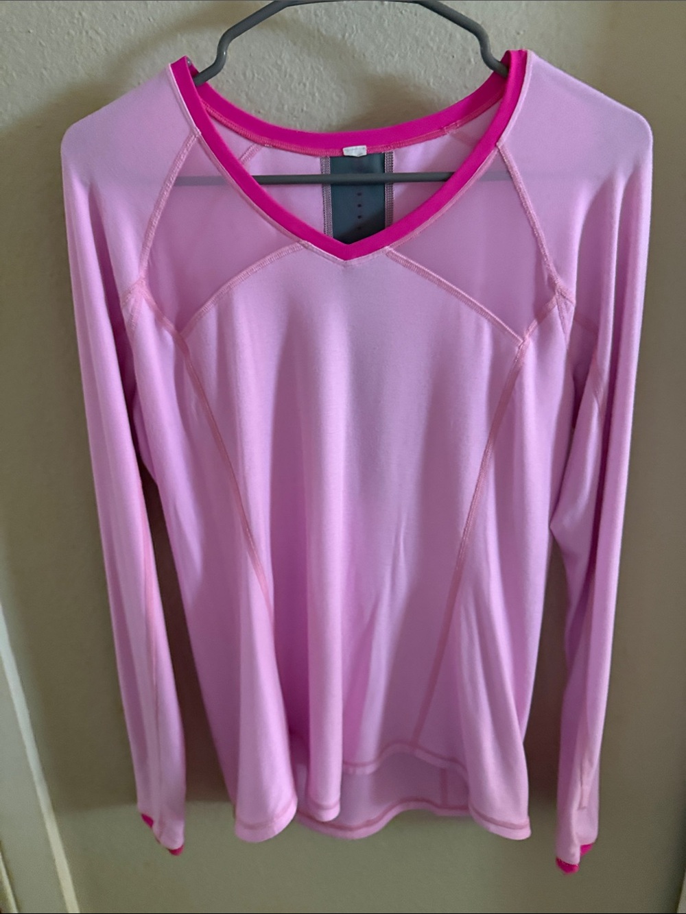 Lululemon Light Pink Long-Sleeve V-Neck Performance Top size 8